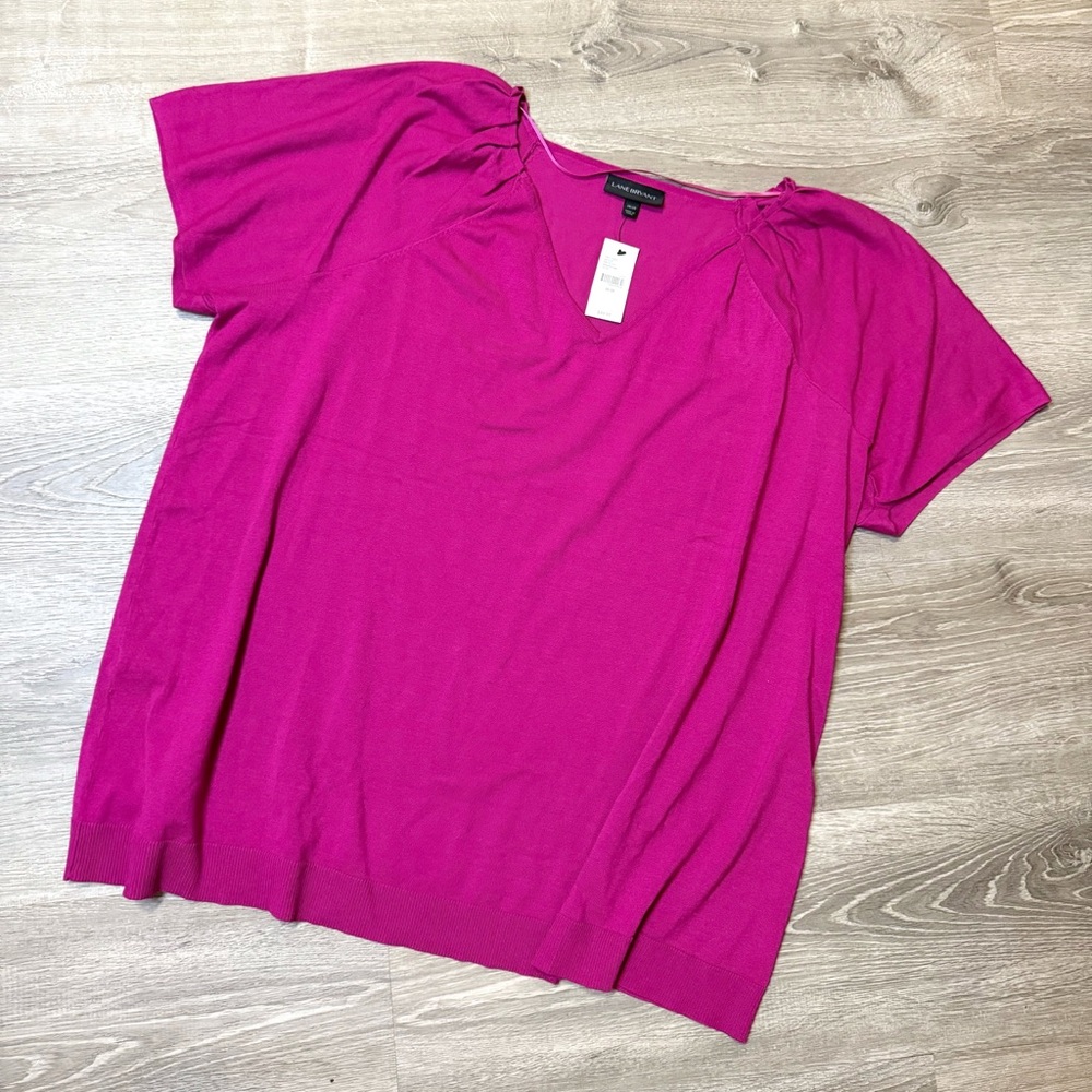 •LANE BRYANT• MAGENTA V NECK SWEATER BLOUSE